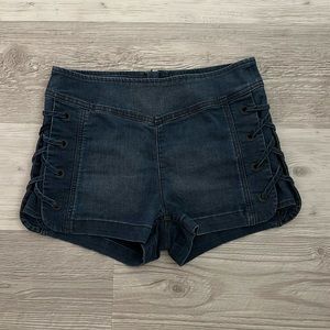 Free People Lace Up Side Jean Shorts, Sz 26